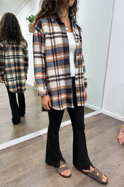 Navy Orange Check
