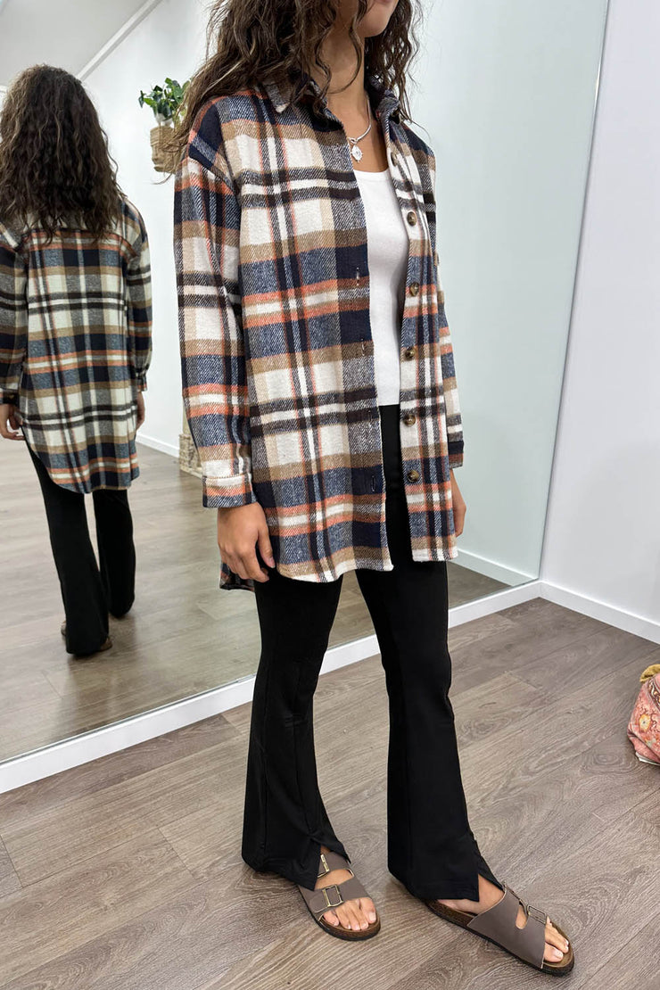 Navy Orange Check