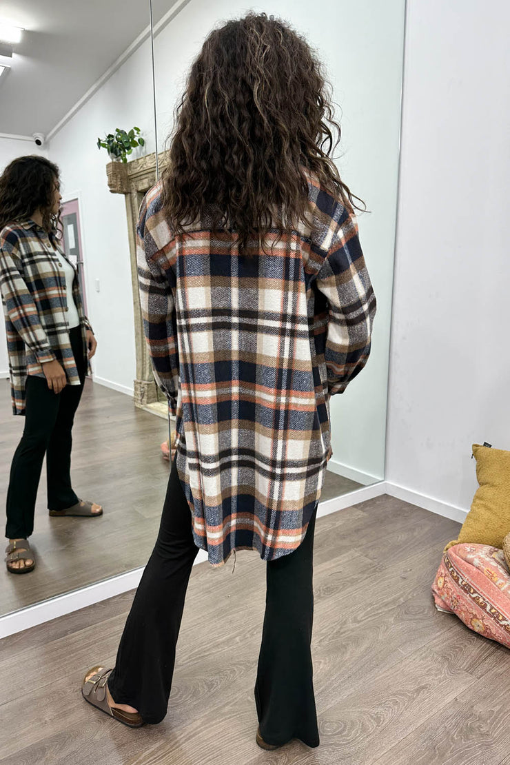 Navy Orange Check