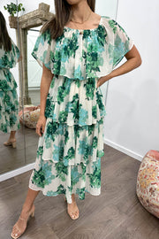 White Green Floral