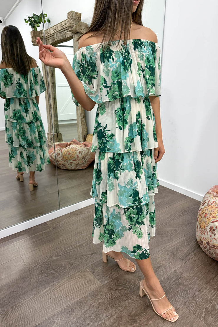 White Green Floral