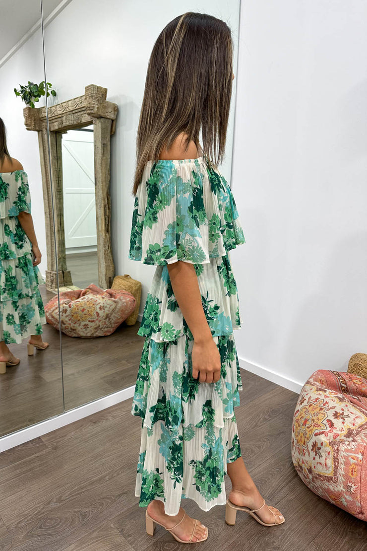 White Green Floral