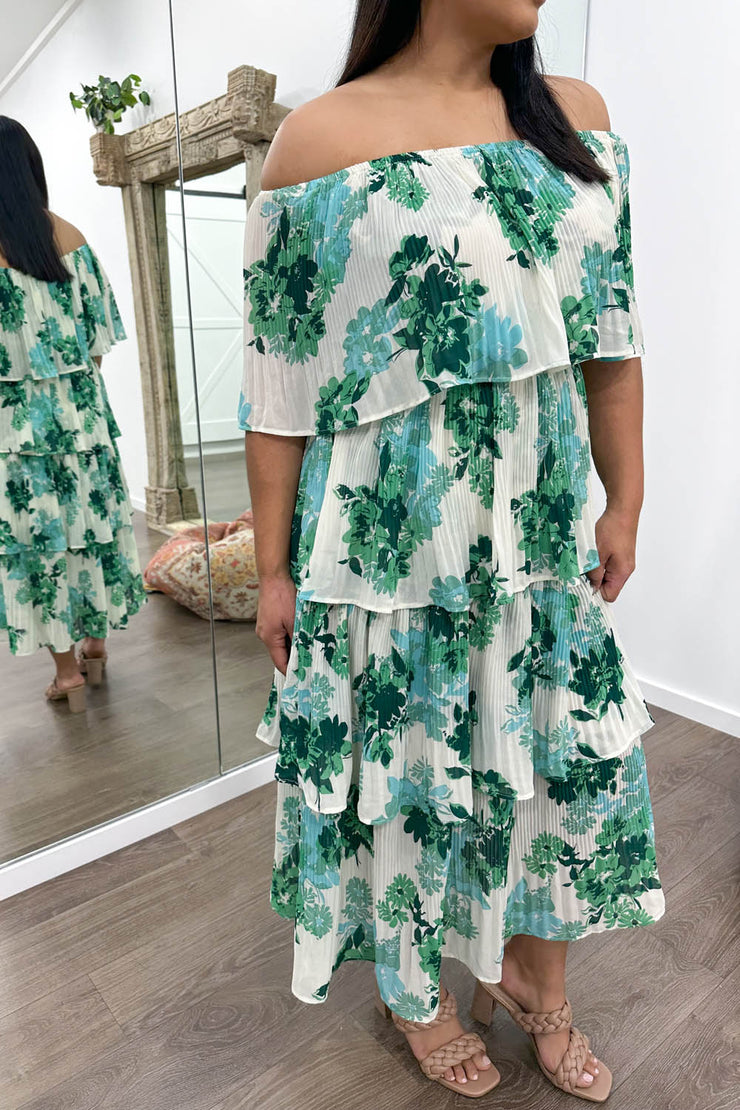 White Green Floral