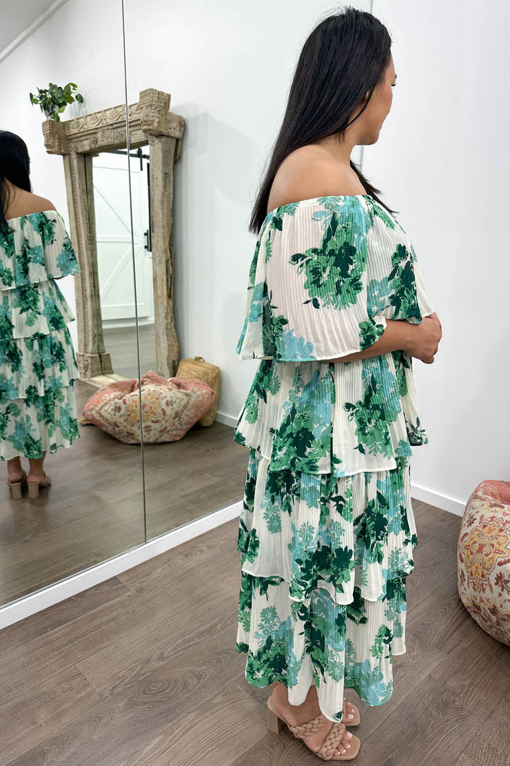 White Green Floral
