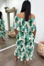 White Green Floral